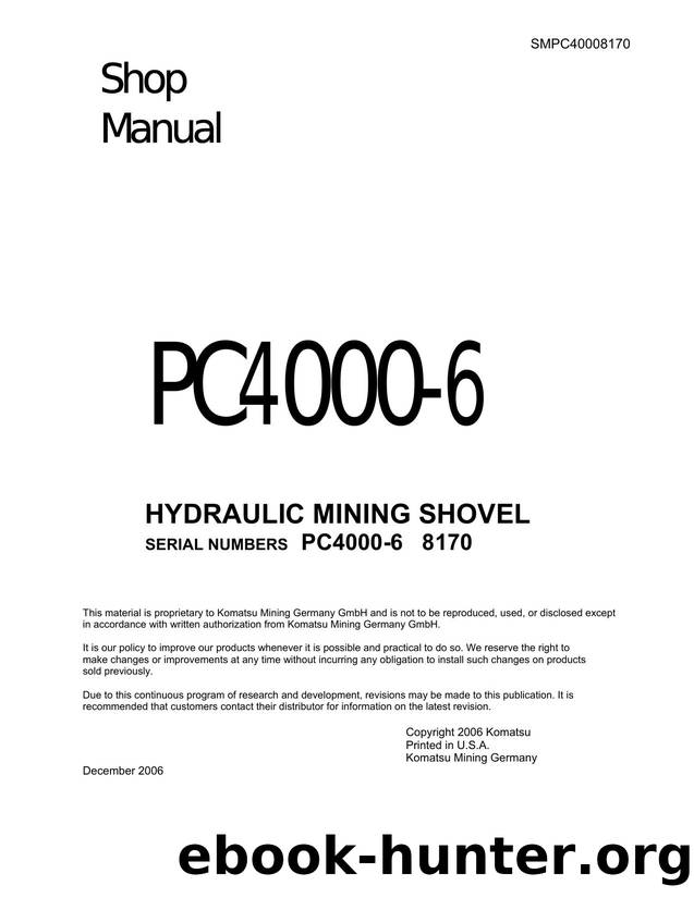 SMPC40008170D PC4000-6 HYDRAULIC MINING SHOVEL SN 8170 by KOMATSU & LTD