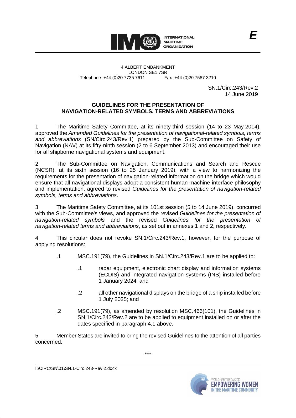 SN Circ. 243Rev.2 - Amended Guidelines for the Presentation of Navigational-Related Symbols, Terms and Abbreviations by mgappoev