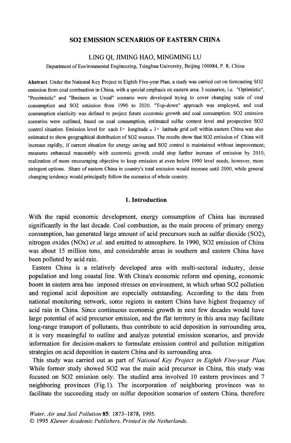 SO2 emission scenarios of Eastern China by Unknown