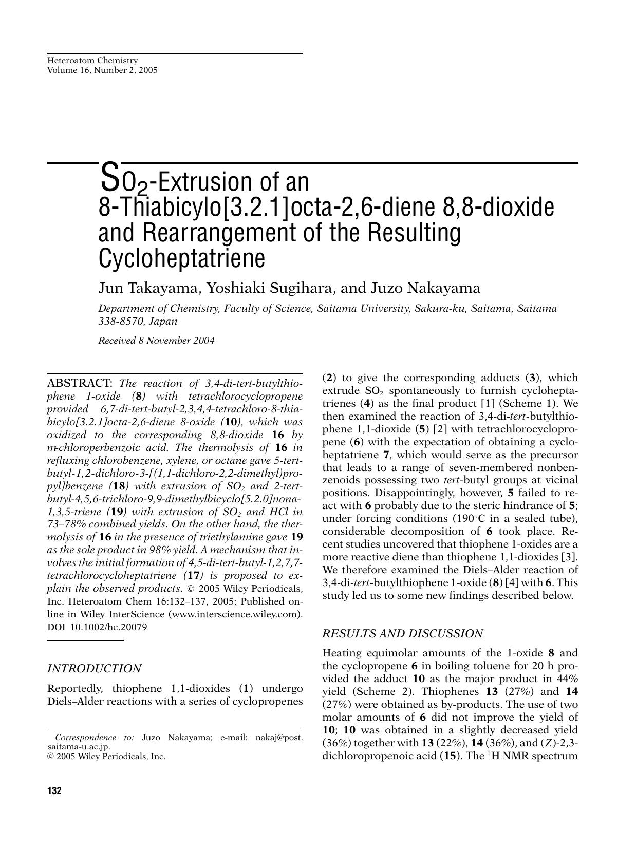 SO2-Extrusion of an 8-thiabicylo[3.2.1]octa-2,6-diene 8,8-dioxide and rearrangement of the resulting cycloheptatriene by gnm