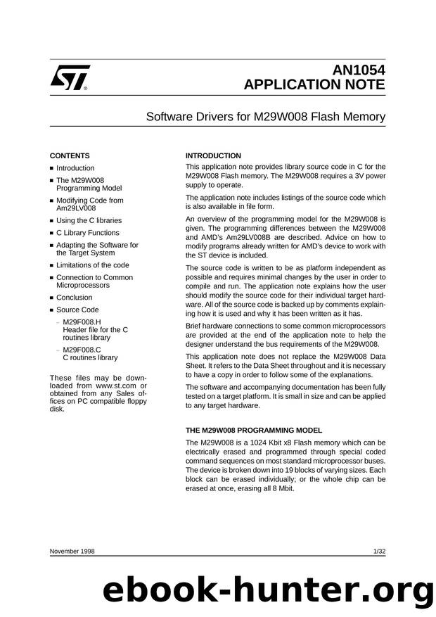 SOFTWARE DRIVERS FOR M29W008 FLASH MEMORY by STMicroelectronics