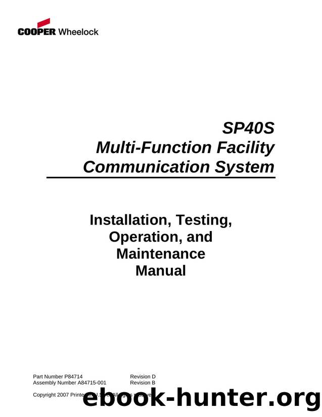 SP-40S In, Test, Oper, Maintenance Manual by John A. Tarr