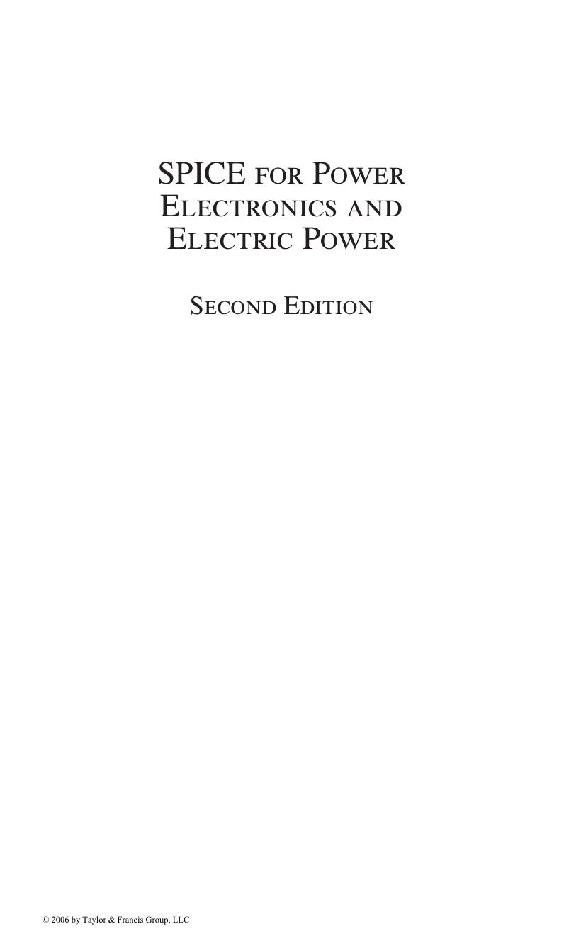 SPICE for Power Electronics and Electric Power by Muhammad H. Rashid Hasan M. Rashid