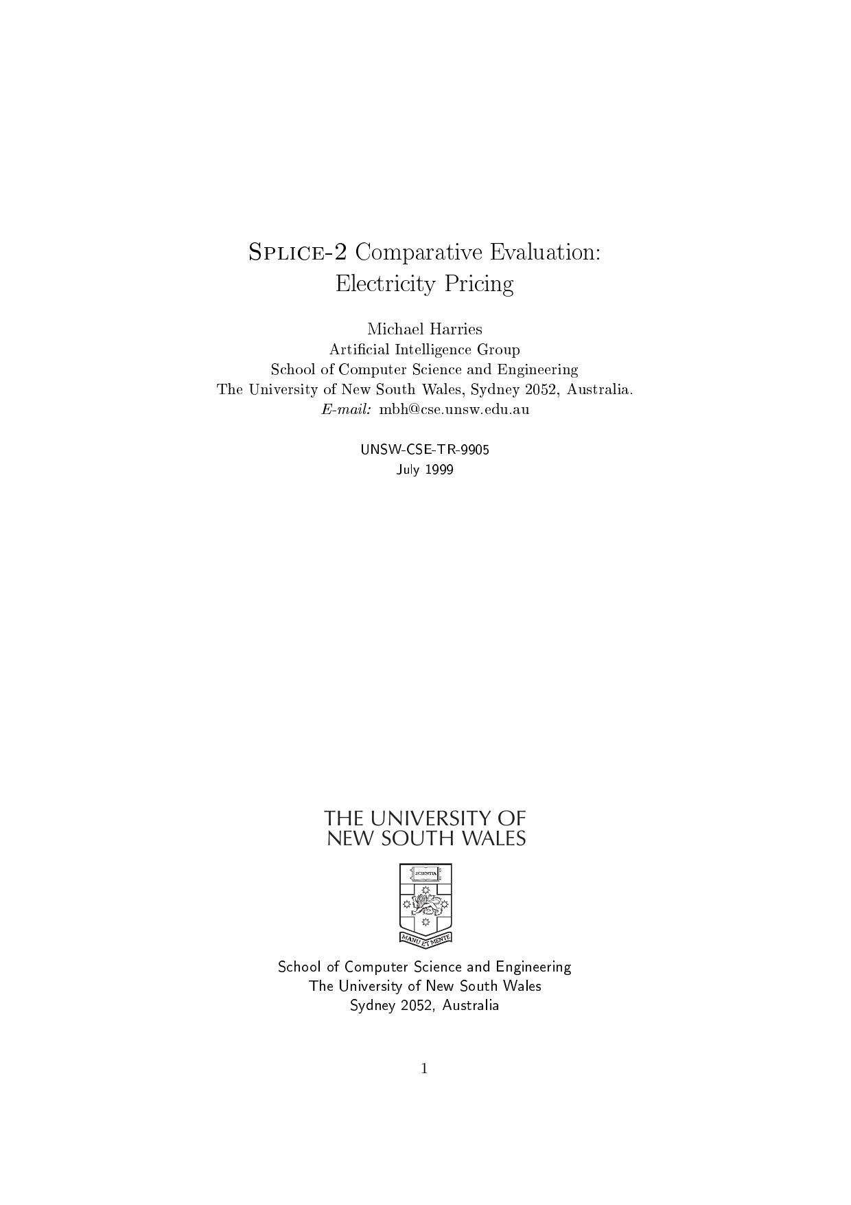 SPLICE-2 Comparative Evaluation: Electricity Pricing by Michael Harries
