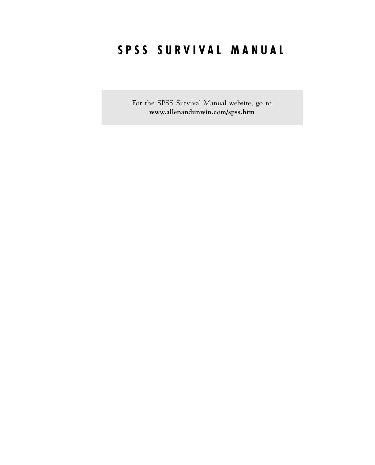 SPSS Survival Manual: A Step-by-step Guide to Data Analysis Using SPSS for Windows (Version 10) by Julie Pallant