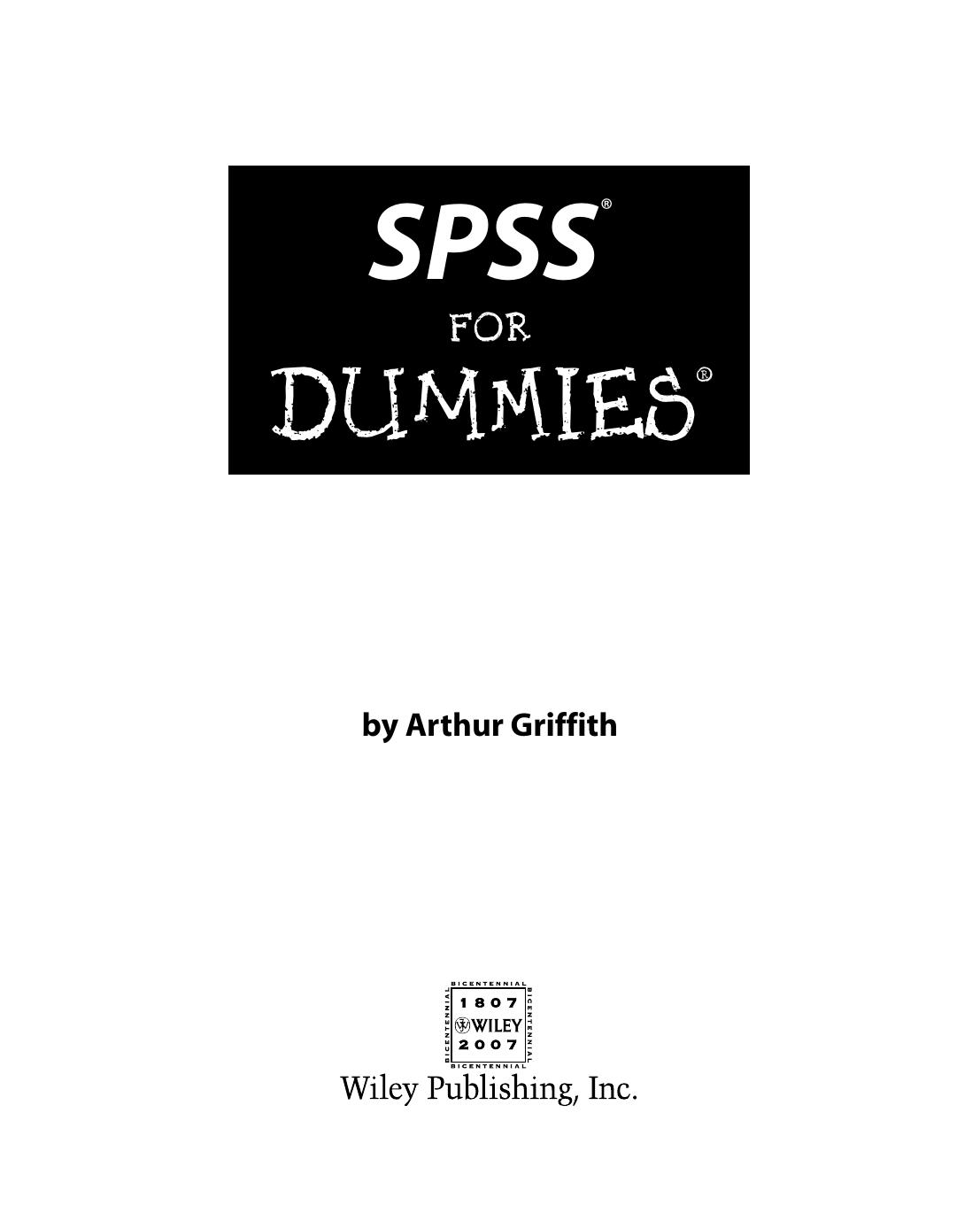 SPSS for dummies by Arthur Griffith
