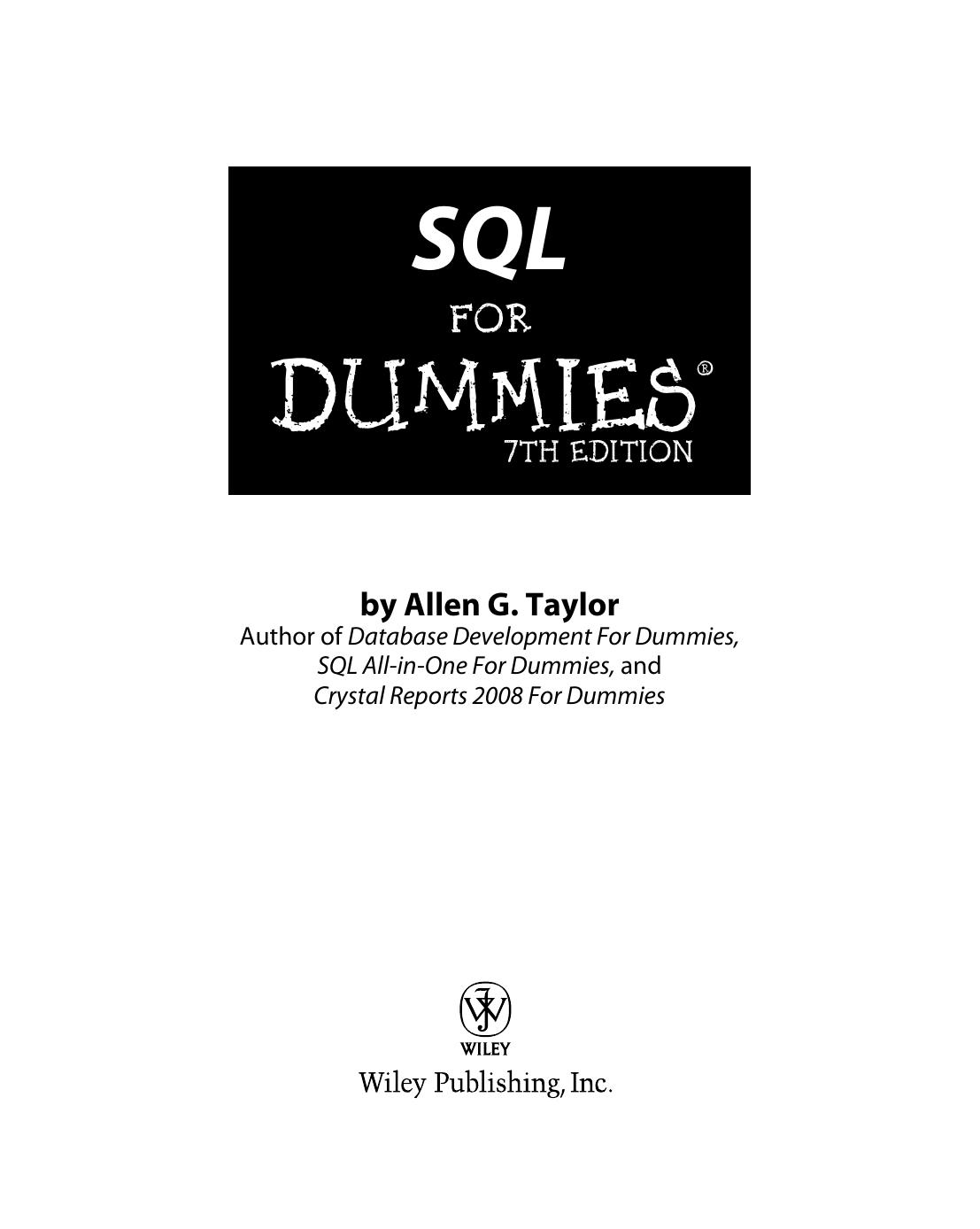 SQL for dummies by Allen G Taylor