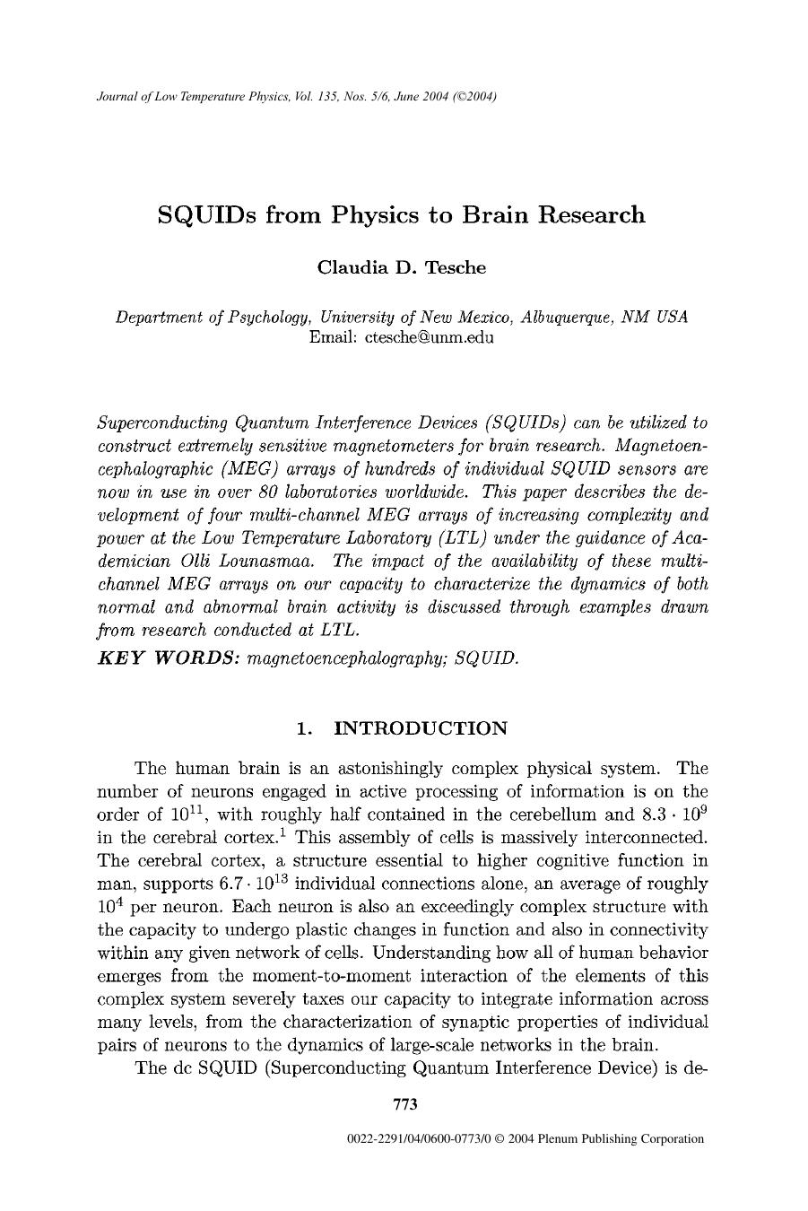 SQUIDs from Physics to Brain Research by Unknown