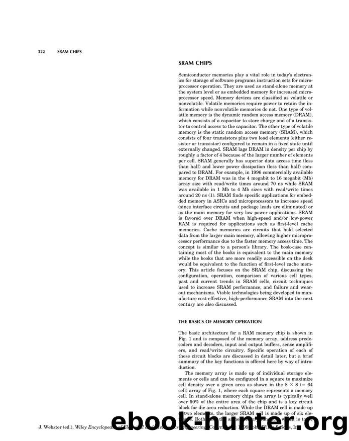 SRAM Chips". In: Wiley Encyclopedia of Electrical and Electronics Engineering by Unknown