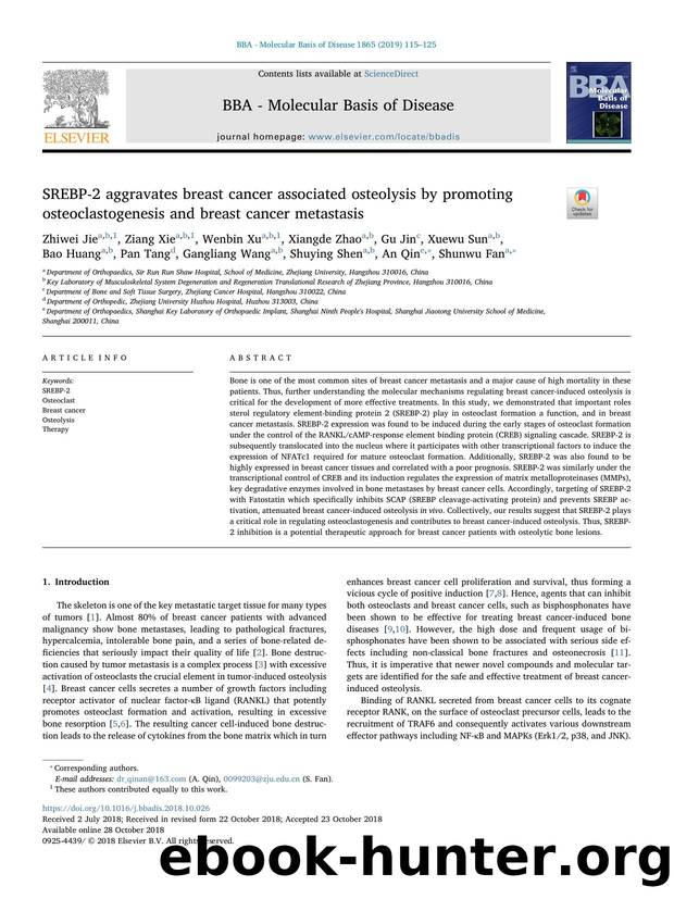 SREBP-2 aggravates breast cancer associated osteolysis by promoting osteoclastogenesis and breast cancer metastasis by unknow
