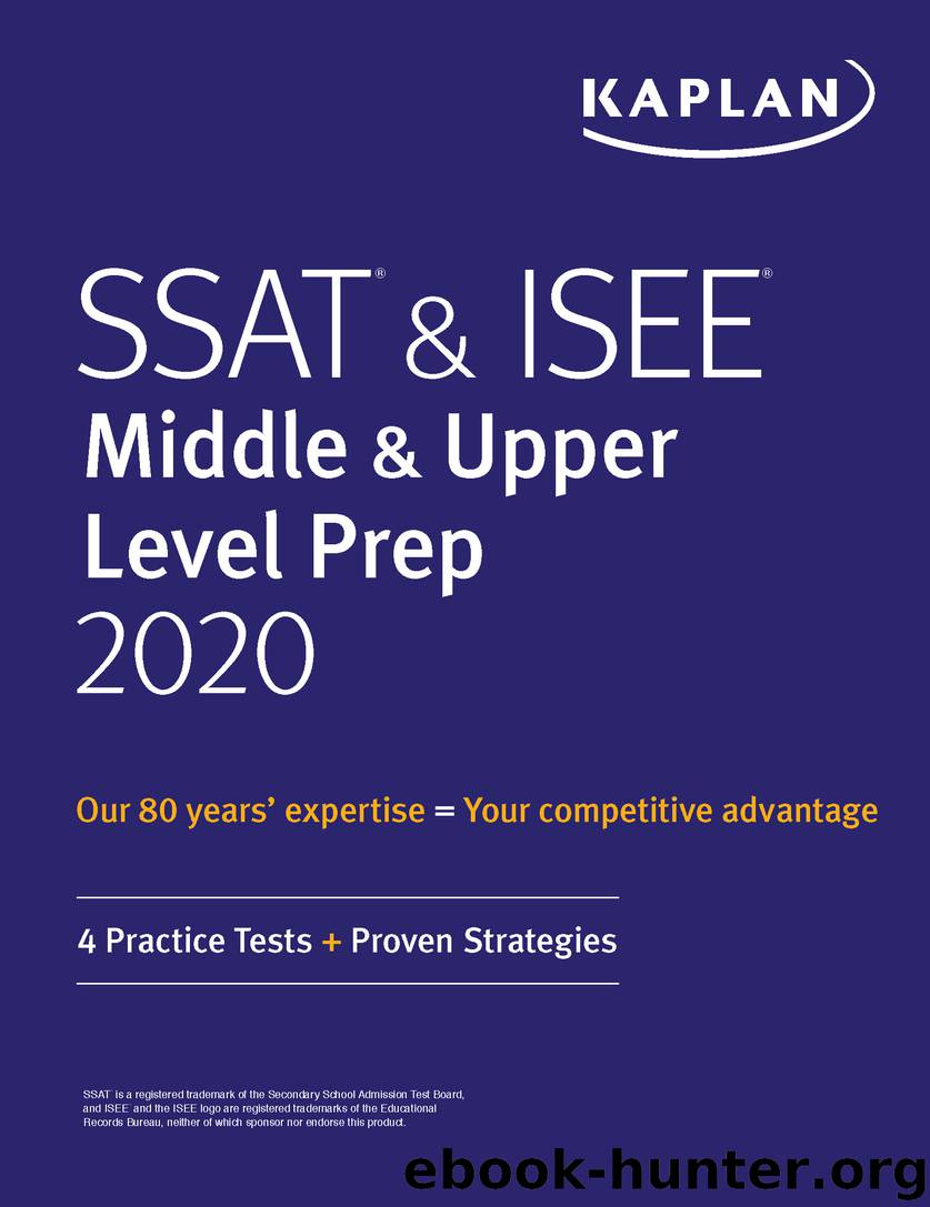 SSAT & ISEE Middle & Upper Level Prep 2020 by Kaplan Test Prep