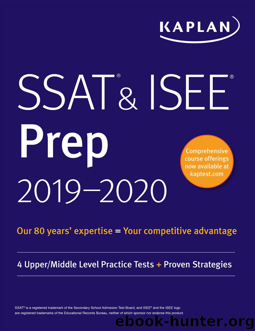 SSAT & ISEE Prep 2019-2020 by Kaplan Test Prep
