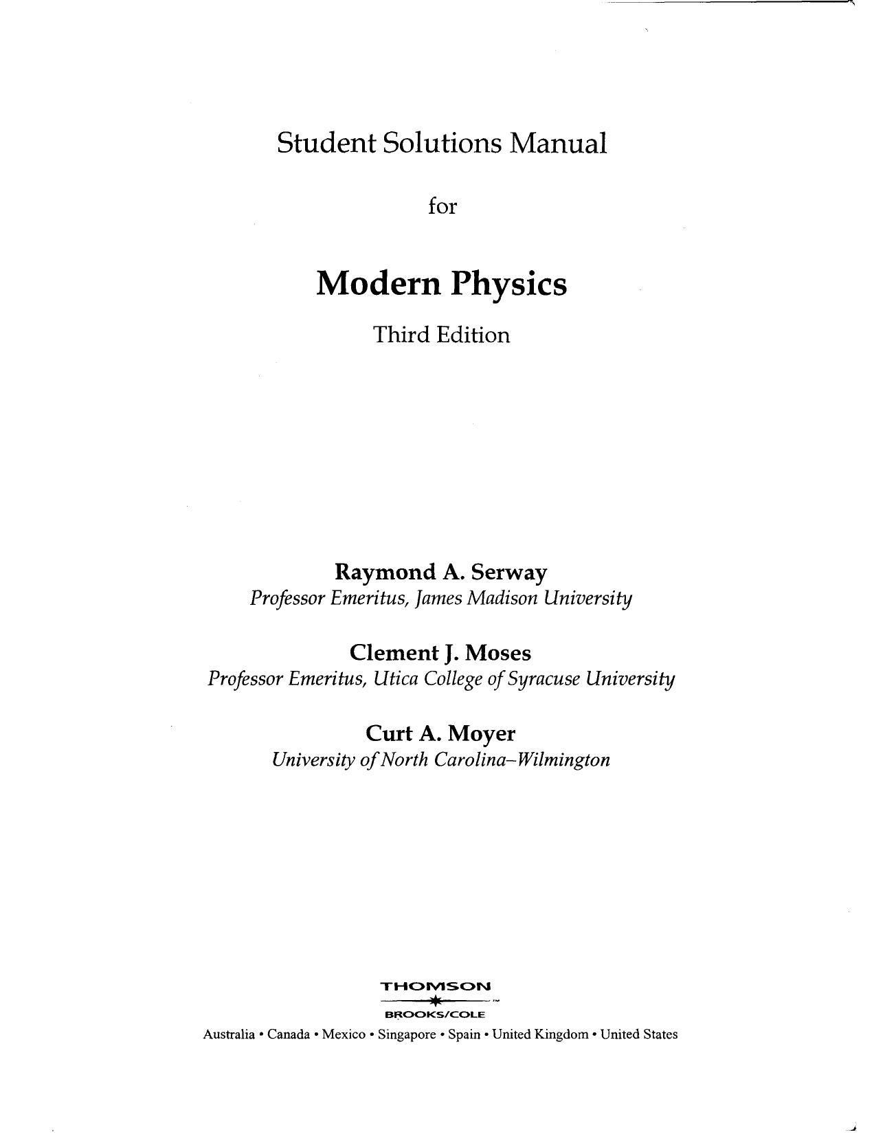 SSM Modern Physics 3e by Raymond A. Serway