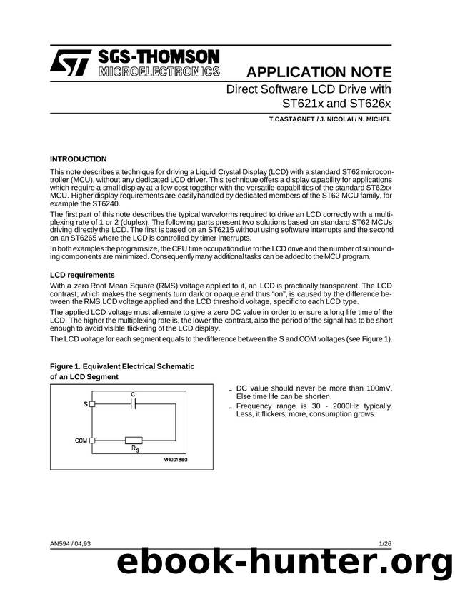 ST6 - DIRECT SOFTWARE LCD DRIVE WITH ST621X AND ST626X by SGS-THOMSON Microelectronics