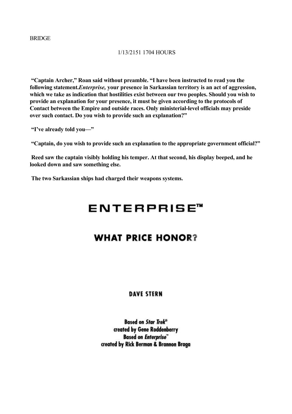 STAR TREK - Enterprise by What Price Honor