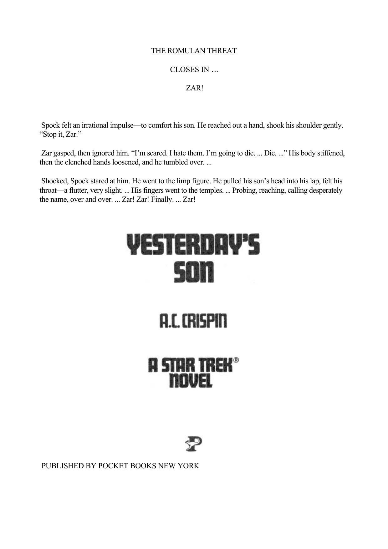 STAR TREK - TOS - 011 - The Yesterday Saga Book One by Yesterday's Son