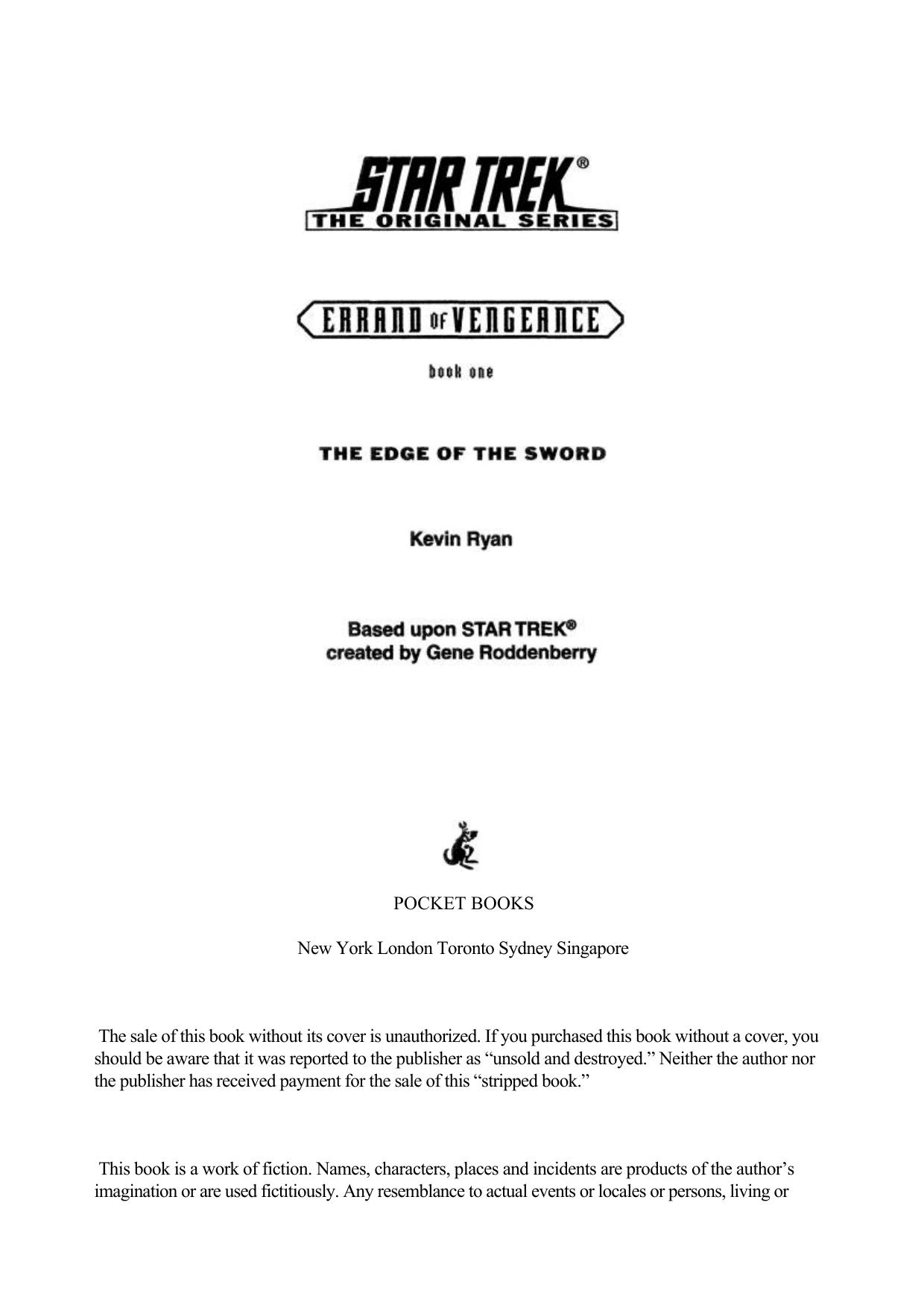 STAR TREK - TOS - Errand of Vengeance, Book - 1 by The Edge of the Sword