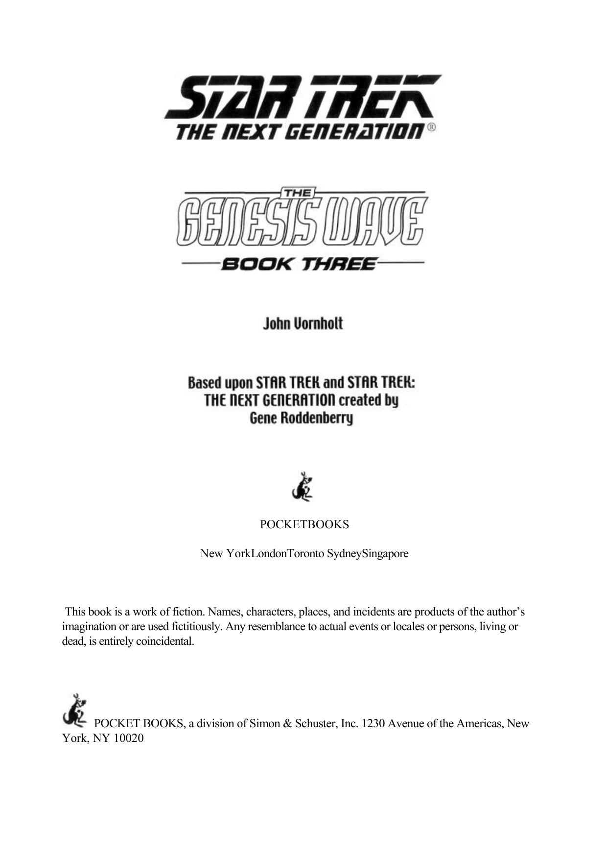 STAR TREK TNG The Genesis Wave Book 3 by Unknown