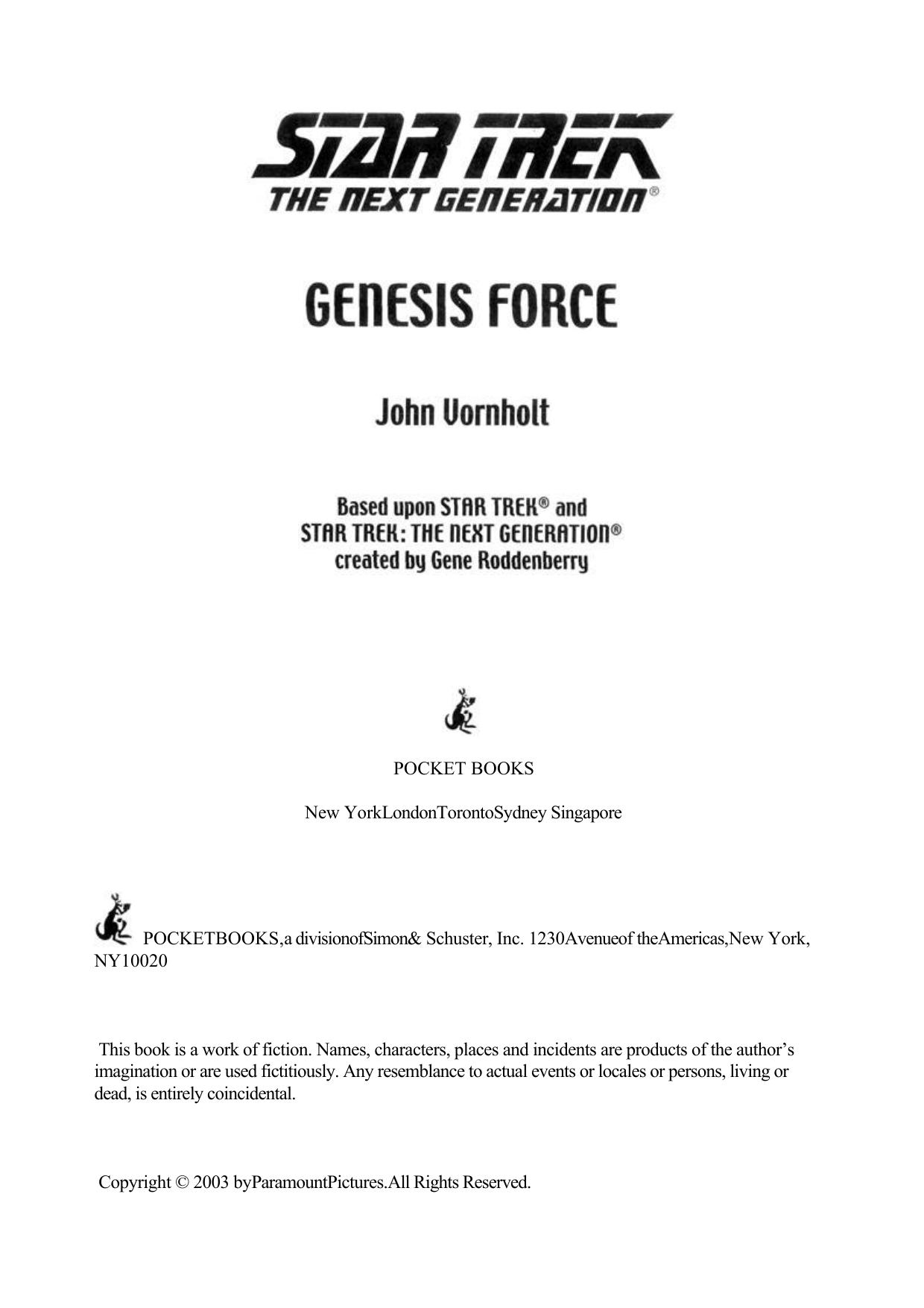 STAR TREK TNG The Genesis Wave Book 4 Genesis Force by Unknown