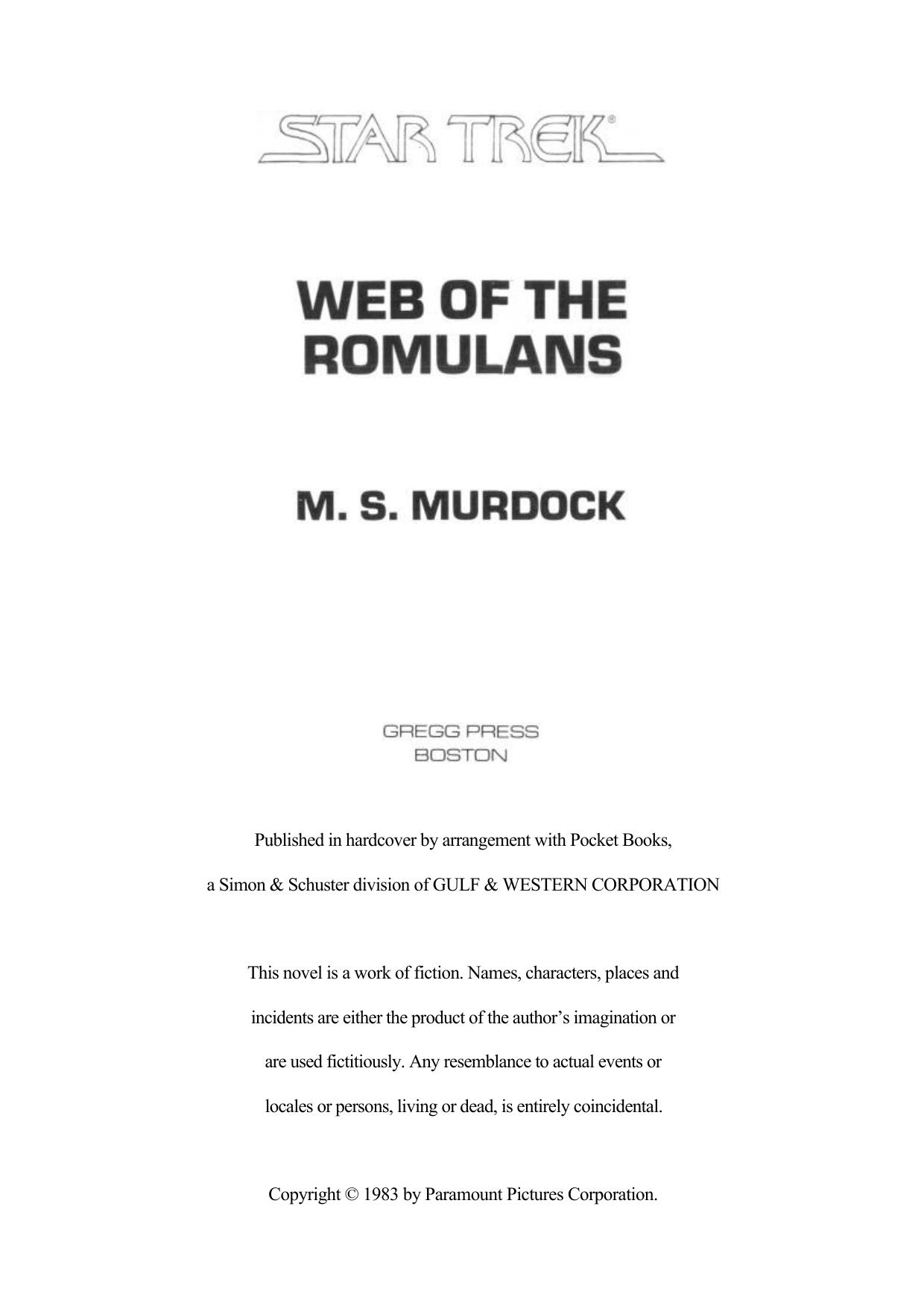 STAR TREK TOS 010 Web of the Romulans by Unknown