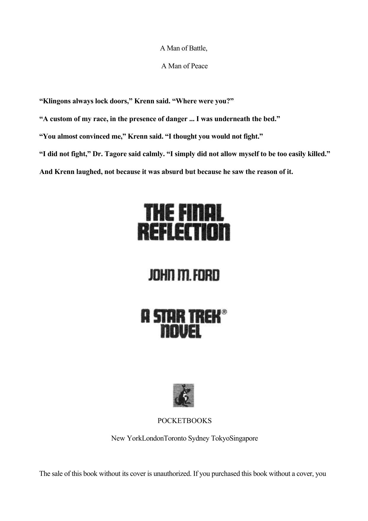 STAR TREK TOS 16 The Final Reflection by Unknown