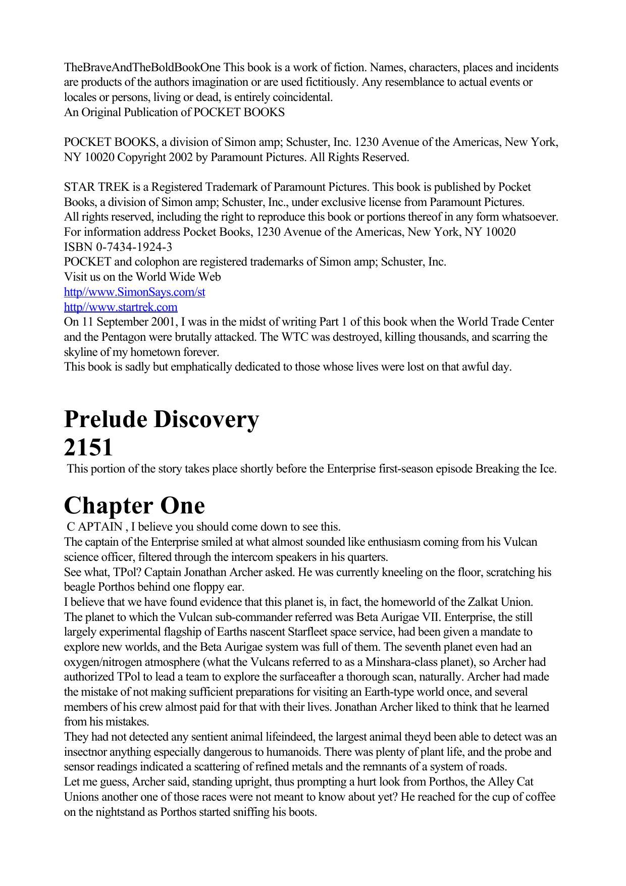 STAR TREK TOS The Brave and the Bold Book One by Unknown