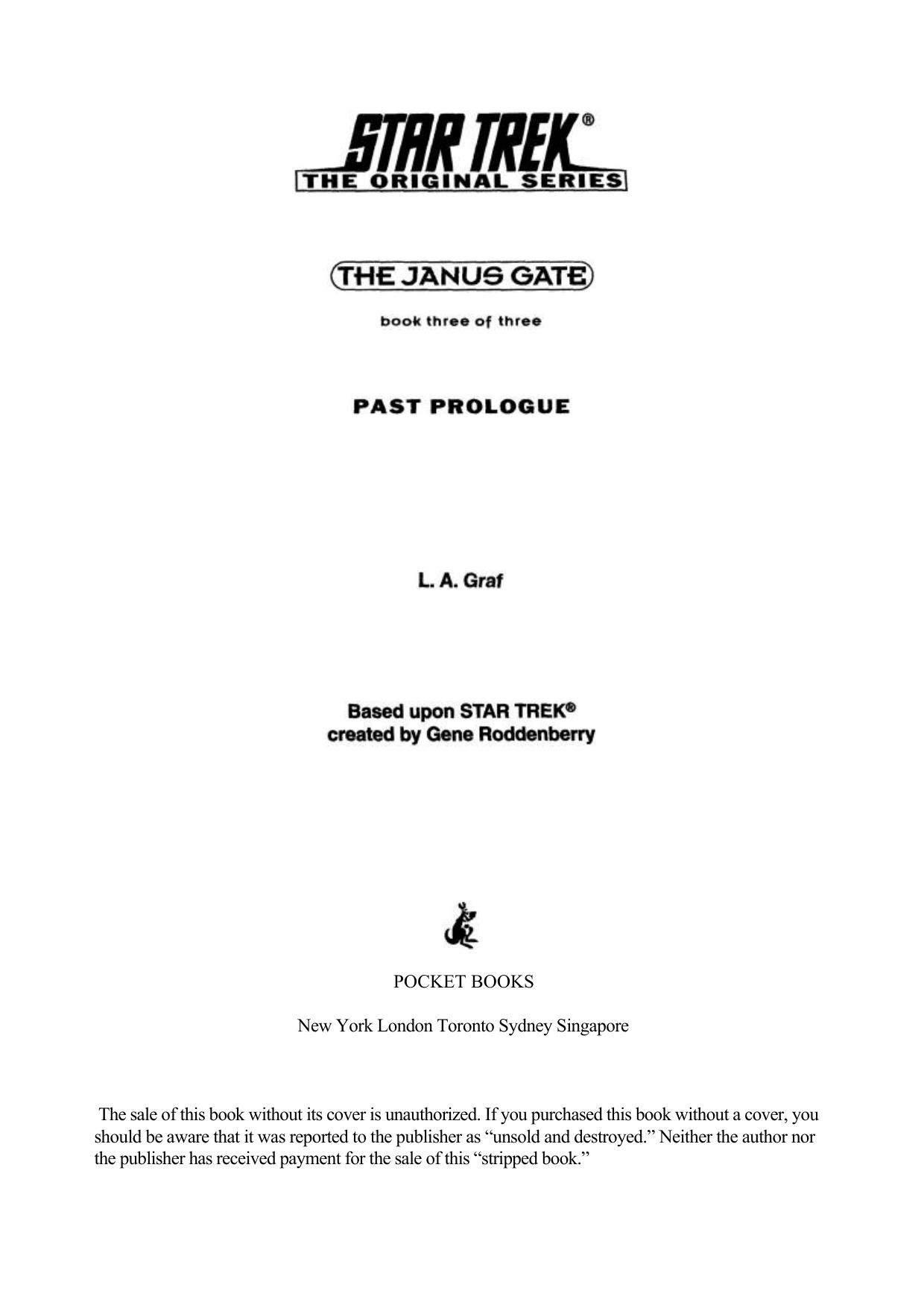 STAR TREK TOS The Janus Gate Book 3 Past Prologue by Unknown