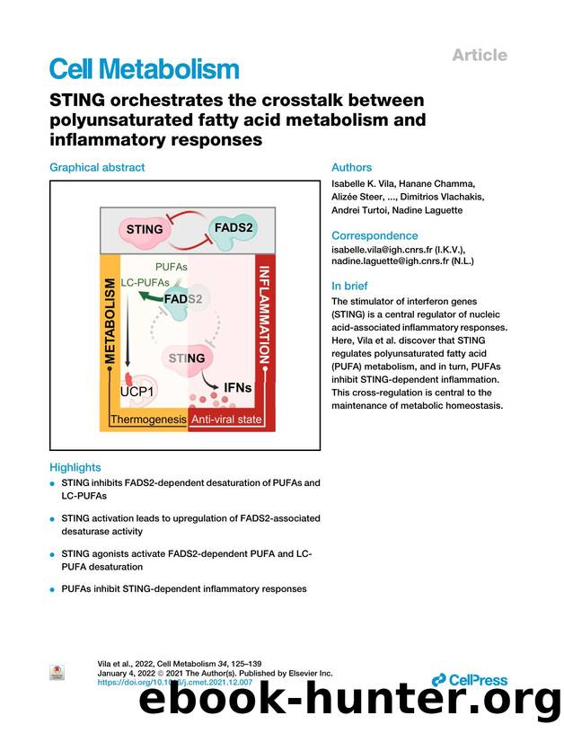STING orchestrates the crosstalk between polyunsaturated fatty acid metabolism and inflammatory responses by unknow