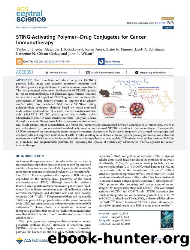 STING-Activating PolymerâDrug Conjugates for Cancer Immunotherapy by unknow