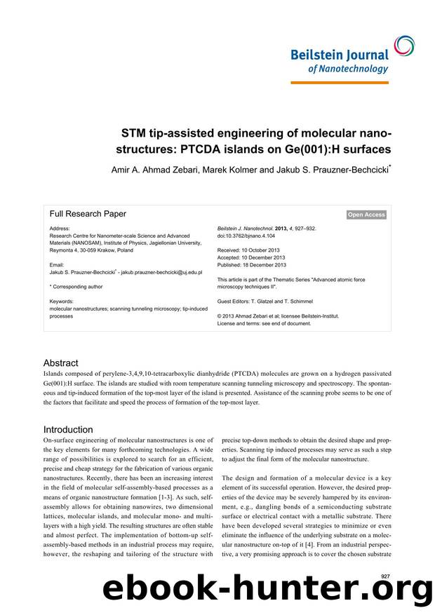 STM tip-assisted engineering of molecular nanostructures: PTCDA islands on Ge(001):H surfaces by Amir A. Ahmad Zebari Marek Kolmer Jakub S. Prauzner-Bechcicki