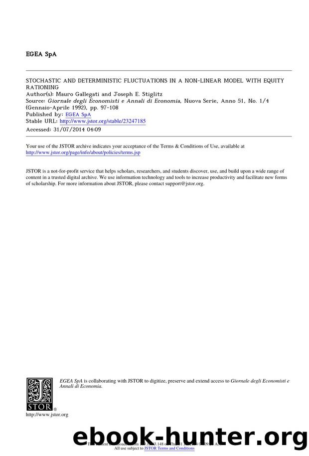 STOCHASTIC AND DETERMINISTIC FLUCTUATIONS IN A NON-LINEAR MODEL WITH EQUITY RATIONING by ASTOCHASTIC & DETERMINISTIC FLUCTUATIONS IN A NON-LINEAR MODEL & EQUITYRATIONING