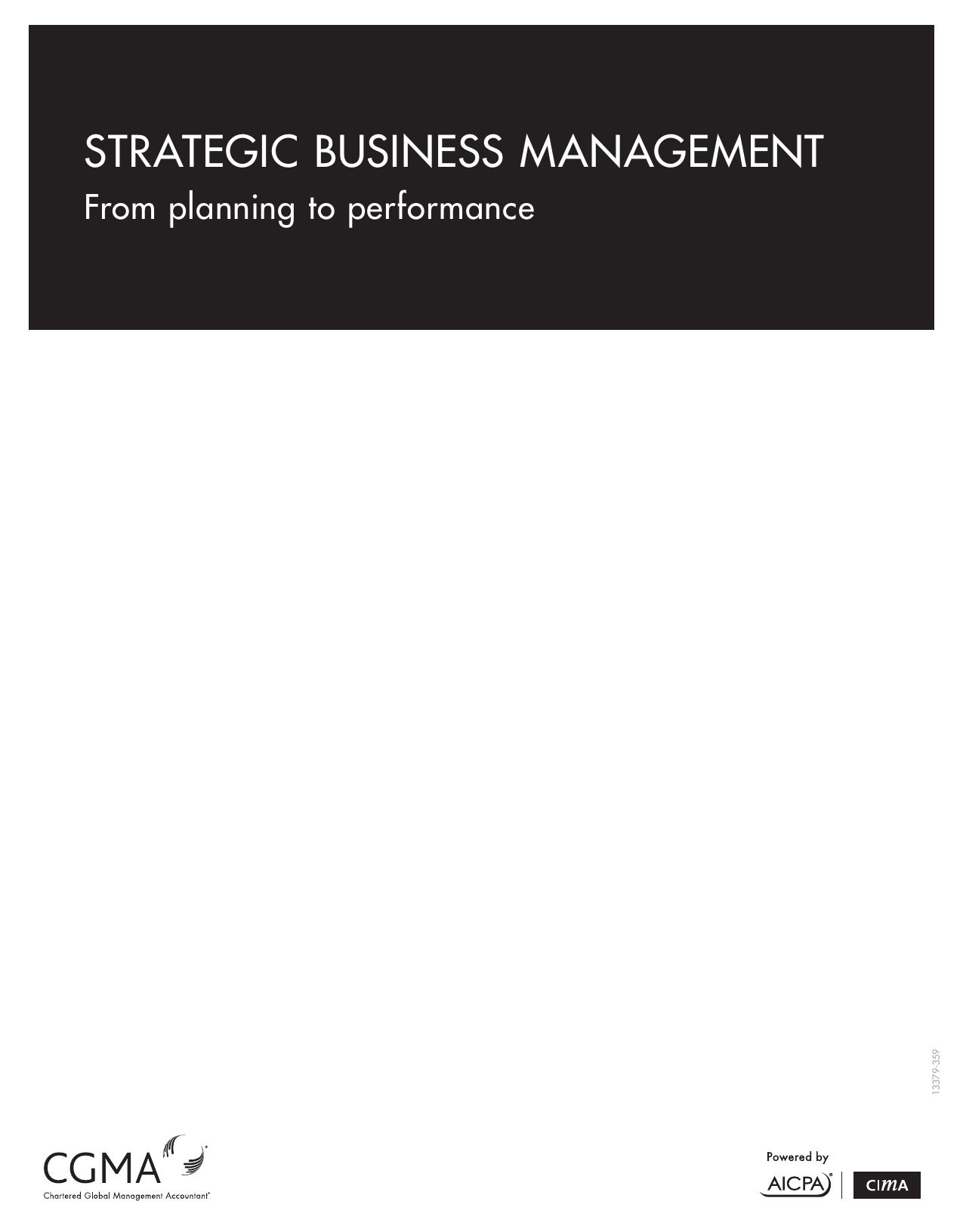 STRATEGIC BUSINESS MANAGEMENT : from planning to performance by COKINS GARY