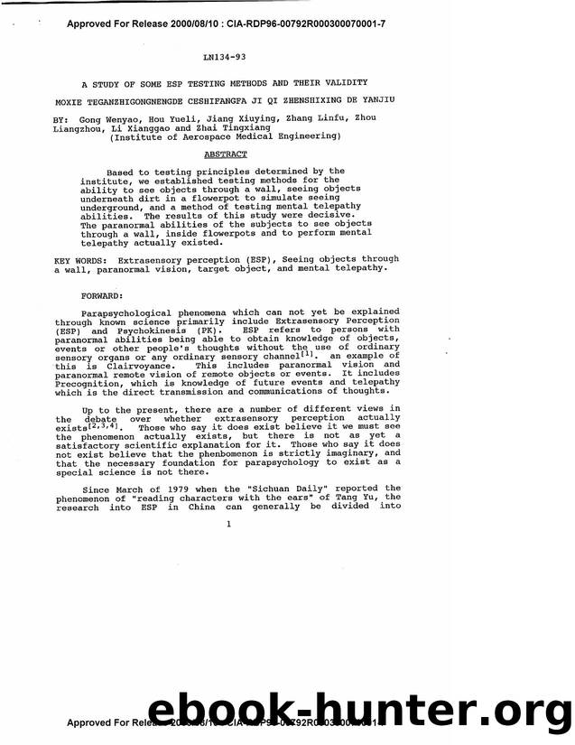 STUDY OF SOME ESP TESTING METHODS AND THEIR VALIDITY by Unknown