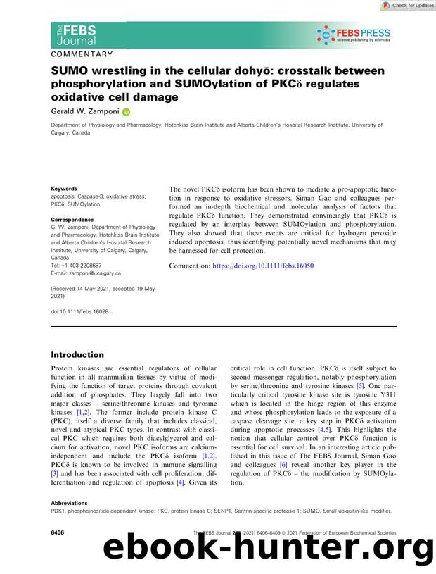 SUMO wrestling in the cellular dohyÅ: crosstalk between phosphorylation and SUMOylation of PKCÎ´ regulates oxidative cell damage by Unknown