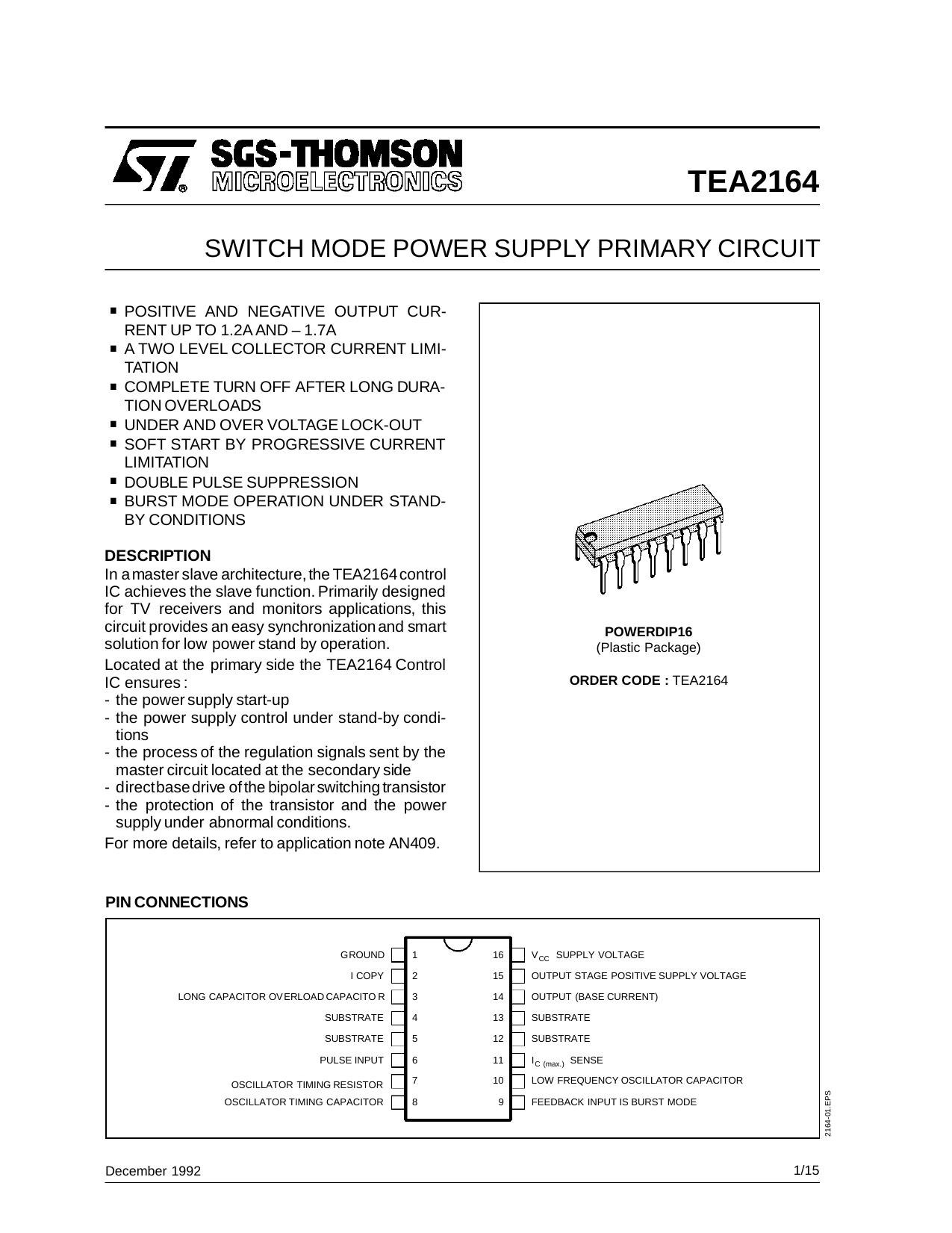 SWITCH MODE POWER SUPPLY PRIMARY CIRCUIT by SGS-THOMSON Microelectronics