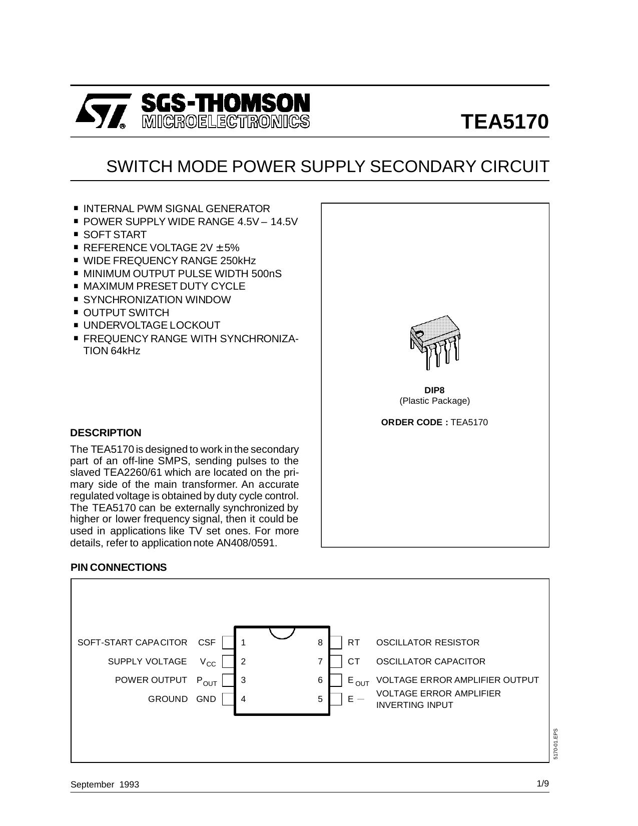 SWITCH MODE POWER SUPPLY SECONDARY CIRCUIT by SGS-THOMSON Microelectronics