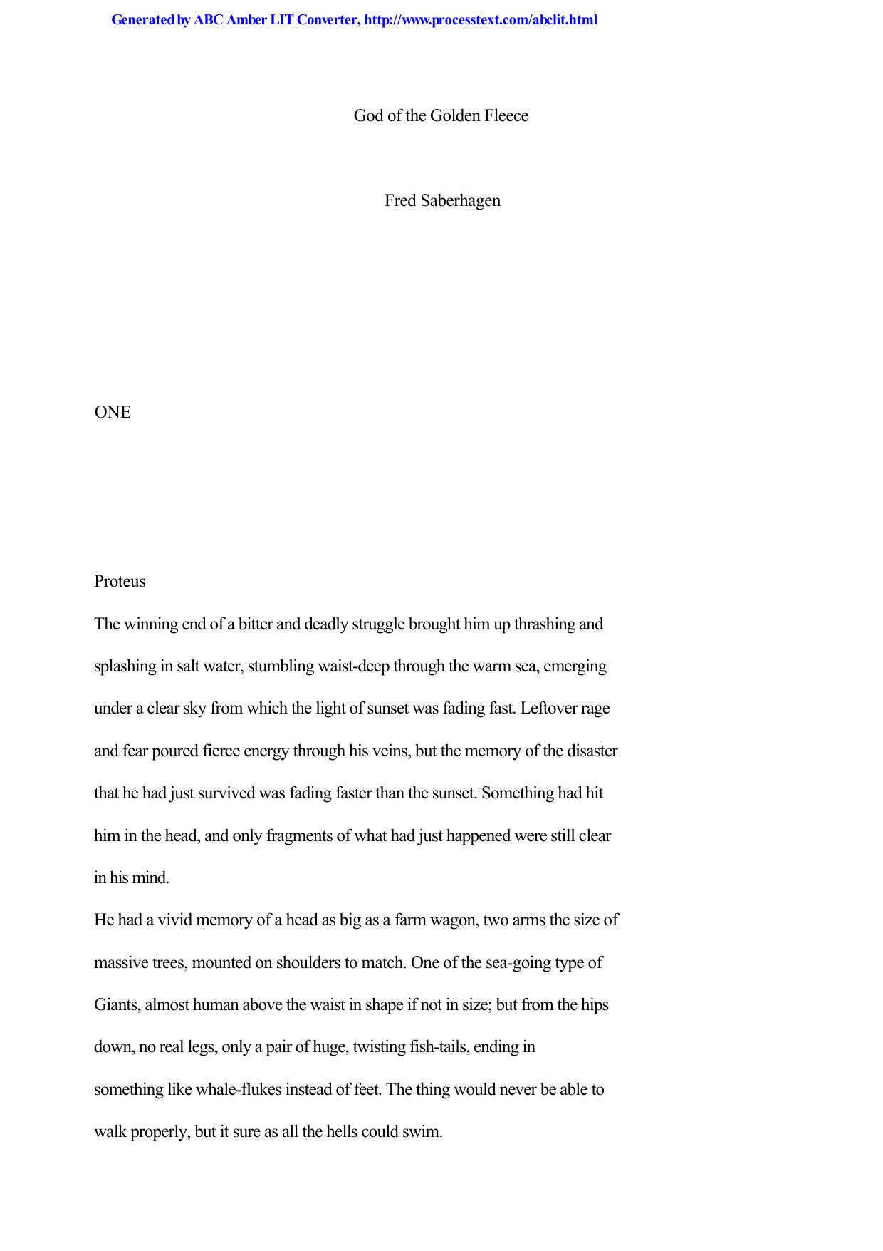 Saberhagen, Fred - Book of the Gods 4 by God of the Golden Fleece