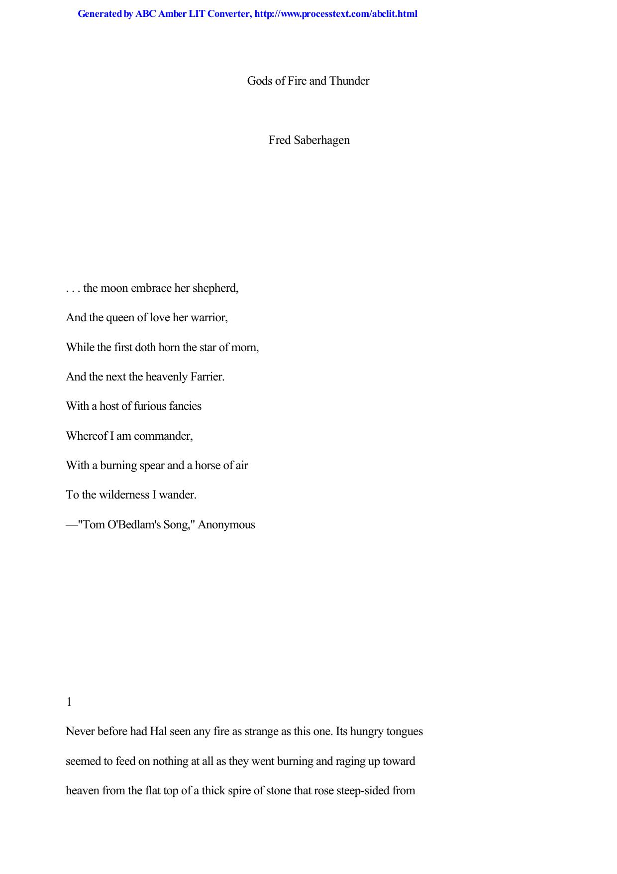 Saberhagen, Fred - Book of the Gods 5 by Gods of Fire & Thunder