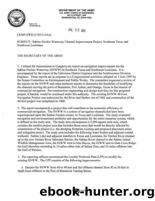 Sabine-Neches Waterway Channel Improvement Project, Southeast Texas and Southwest Louisiana by CEMP-SWD