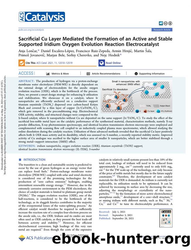 Sacrificial Cu Layer Mediated the Formation of an Active and Stable Supported Iridium Oxygen Evolution Reaction Electrocatalyst by unknow