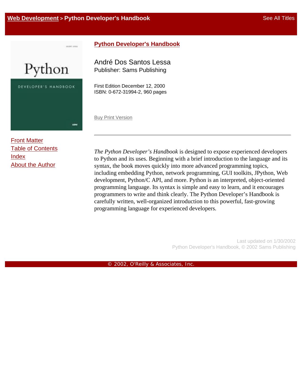Safari | Python Developer's Handbook by Unknown