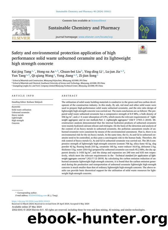 Safety and environmental protection application of high performance solid waste unburned ceramsite and its lightweight high strength concrete by unknow