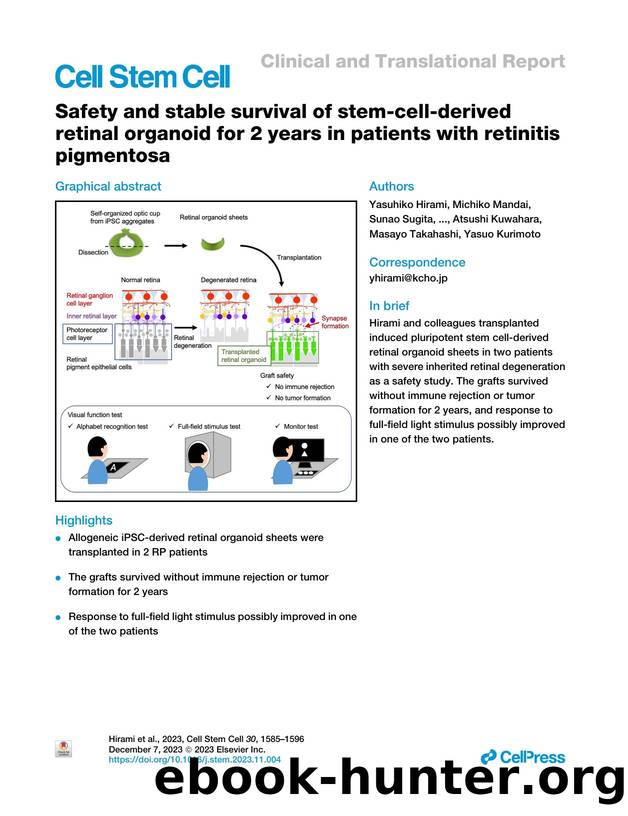 Safety and stable survival of stem-cell-derived retinal organoid for 2 years in patients with retinitis pigmentosa by unknow