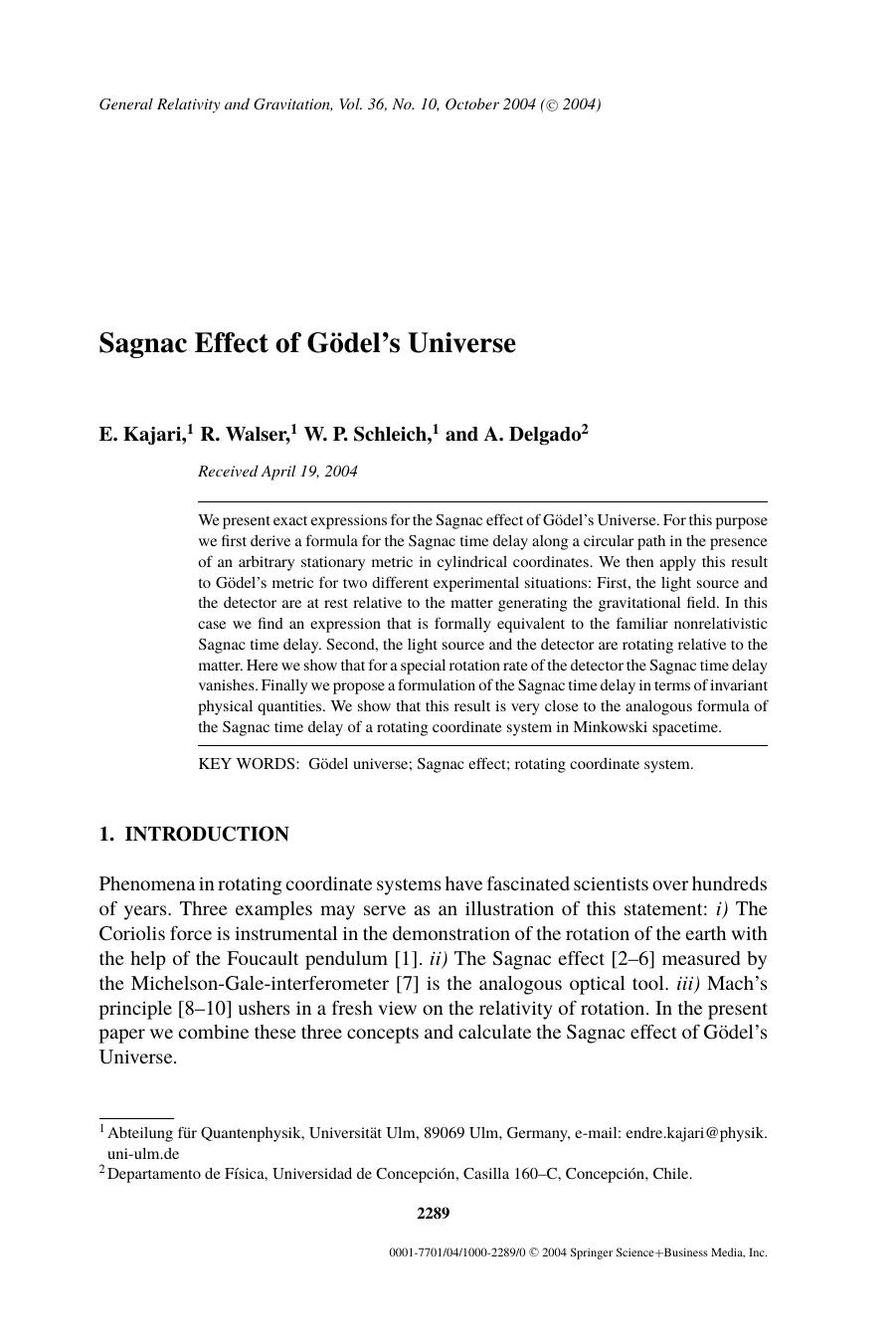 Sagnac Effect of G&#x00F6;del's Universe by Unknown