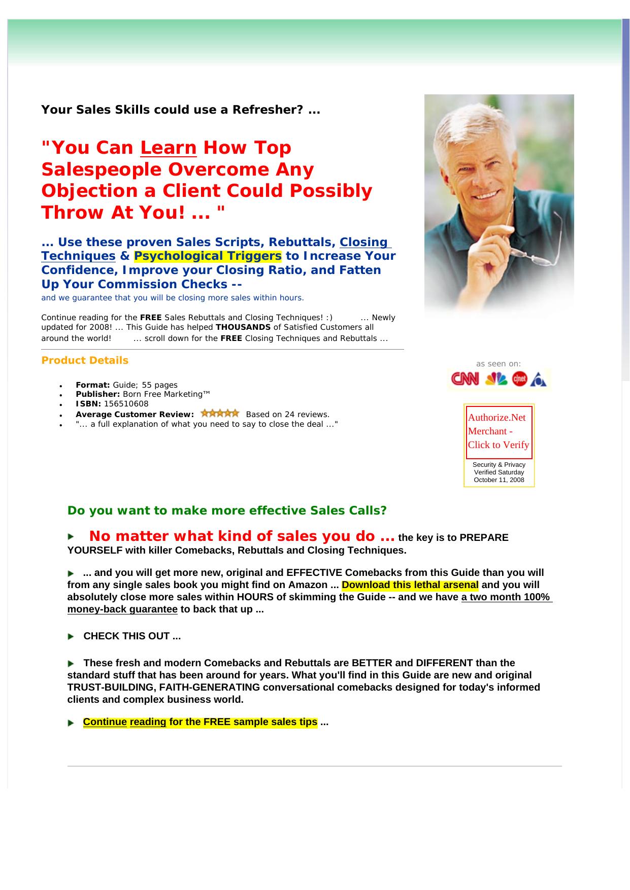 Sales Comebacks And Rebuttals. by Best of Kuszter's Collection