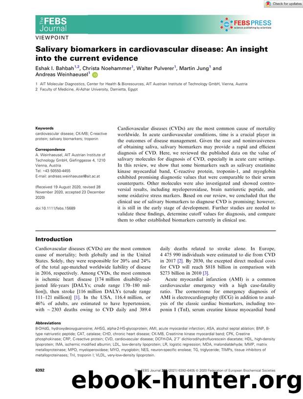 Salivary biomarkers in cardiovascular disease: An insight into the current evidence by Unknown