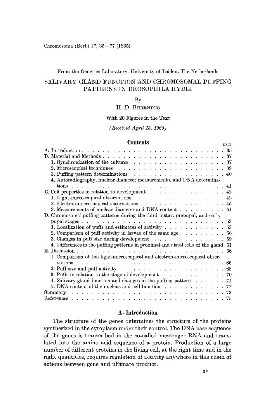 Salivary gland function and chromosomal puffing patterns in Drosophila hydei by Unknown