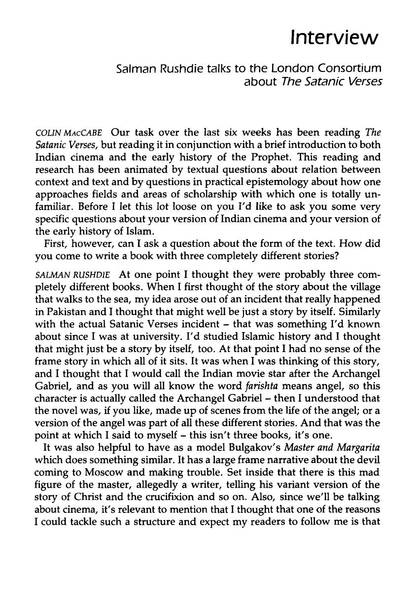 Salman Rushdie talks to the London Consortium about The Satanic Verses by Salman Rushdie Talks to the London Consortium... (1996)