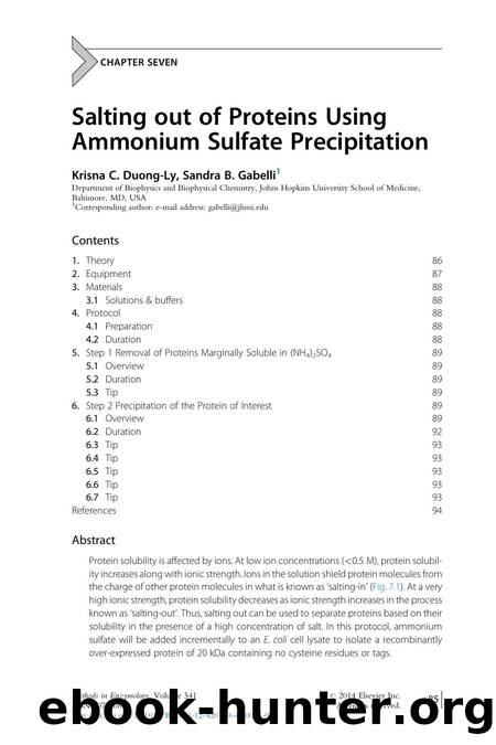 Salting out of Proteins Using Ammonium Sulfate Precipitation by Krisna C. Duong-Ly & Sandra B. Gabelli