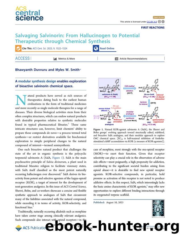 Salvaging Salvinorin: From Hallucinogen to Potential Therapeutic through Chemical Synthesis by Bhawyanth Duvvuru & Myles W. Smith (ORCID: g/0000-0002-0231-0059)